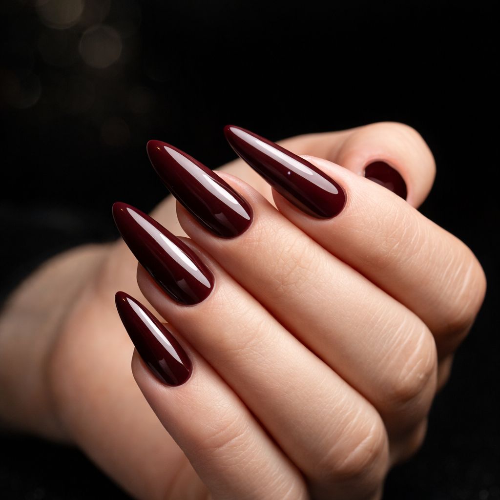 Burgundy Gel Nail Art