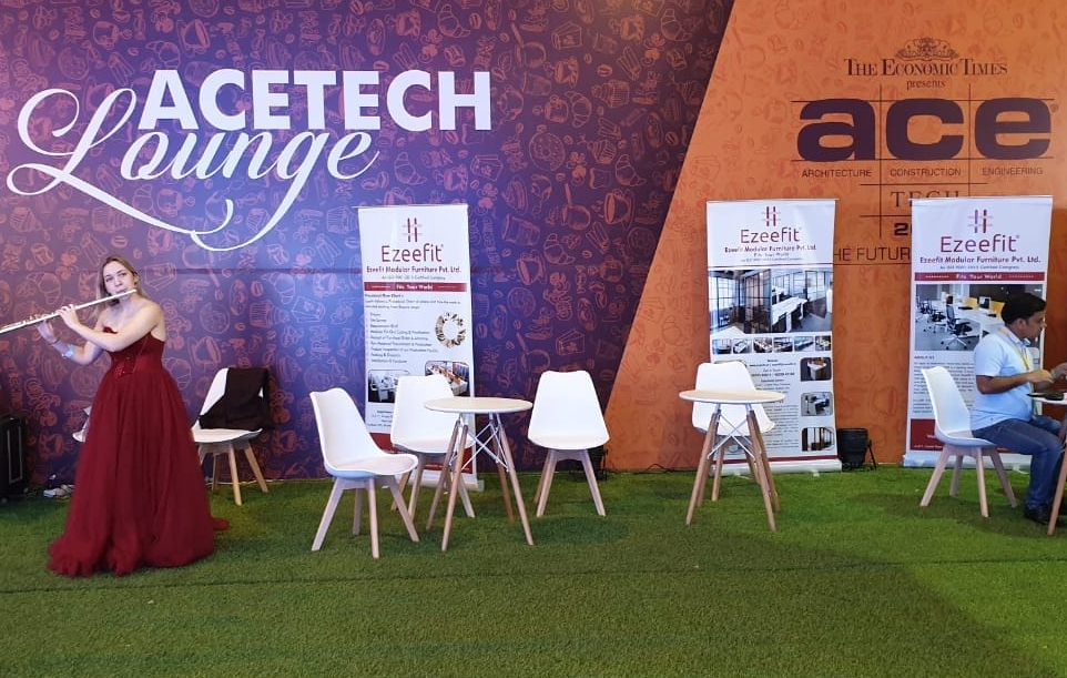 Ezeefit Office Systems exhibition stall at ACETECH 2020 Mumbai - Modular furniture showcase
