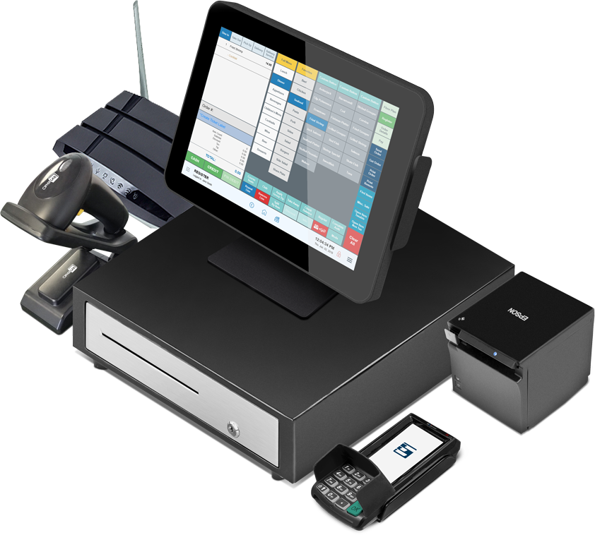 Exatouch POS hardware bundle with terminal, display, and peripherals