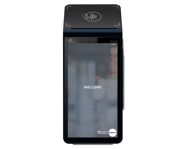 PAX A800 Front View Welcome Screen