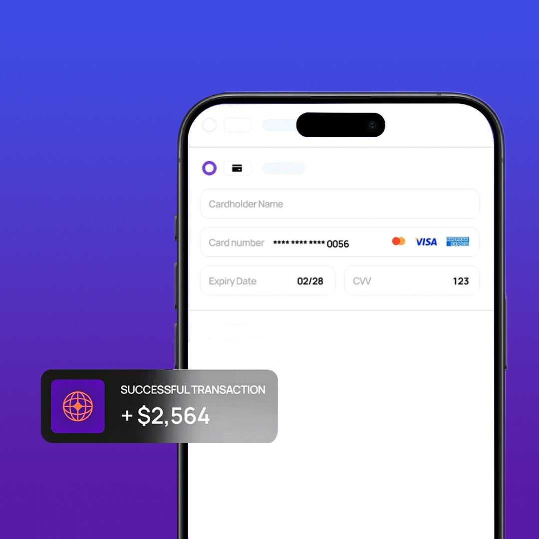 Successful mobile payment transaction showing card checkout