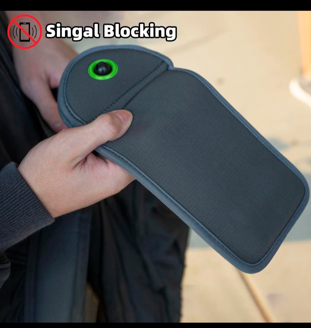 Phone lock pouch with green locking pin