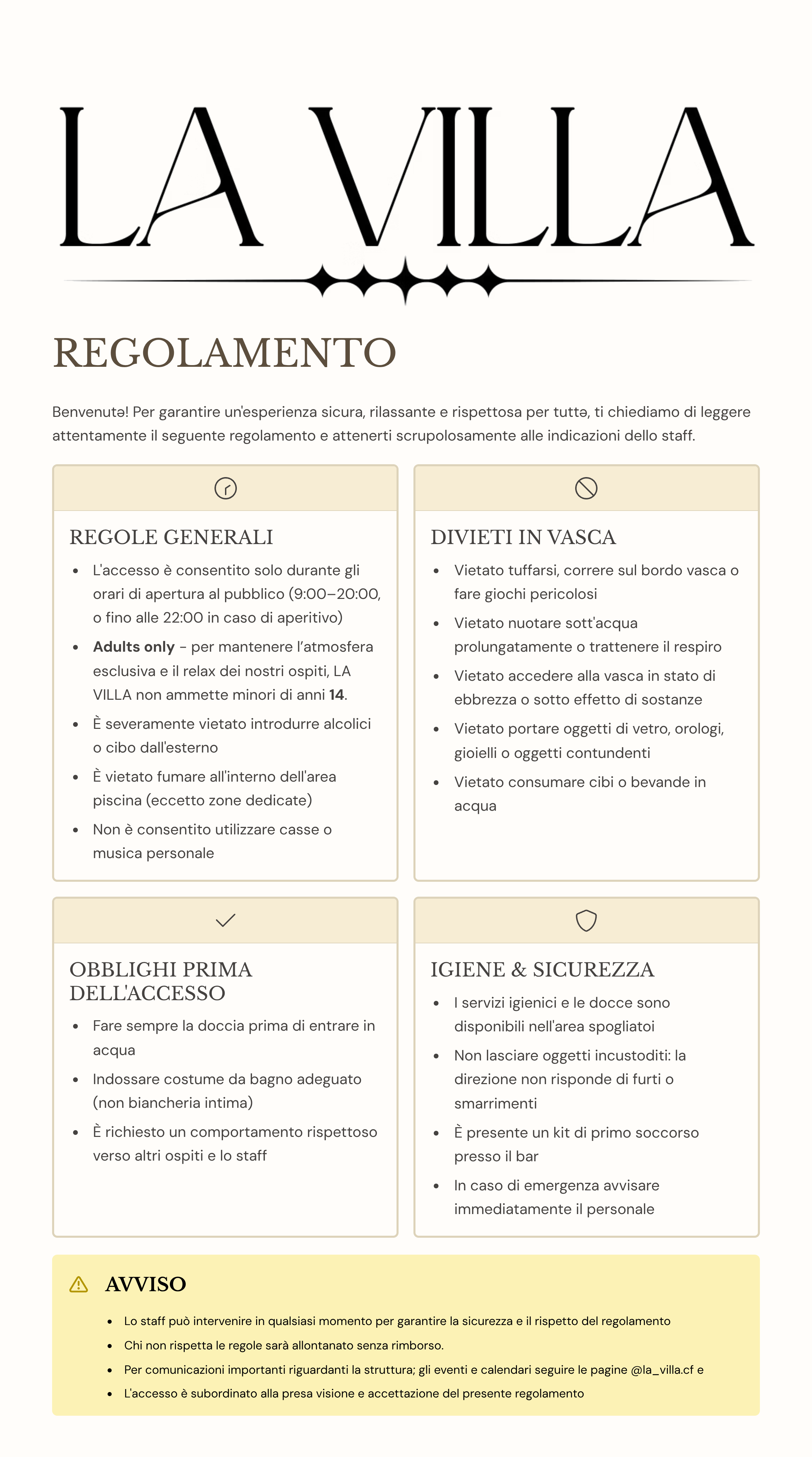 Regolamento La Villa