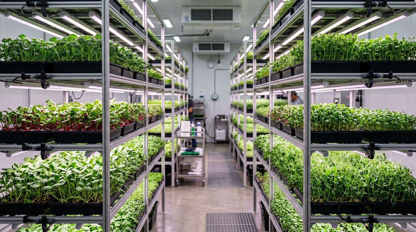 Indoor microgreens farming facility