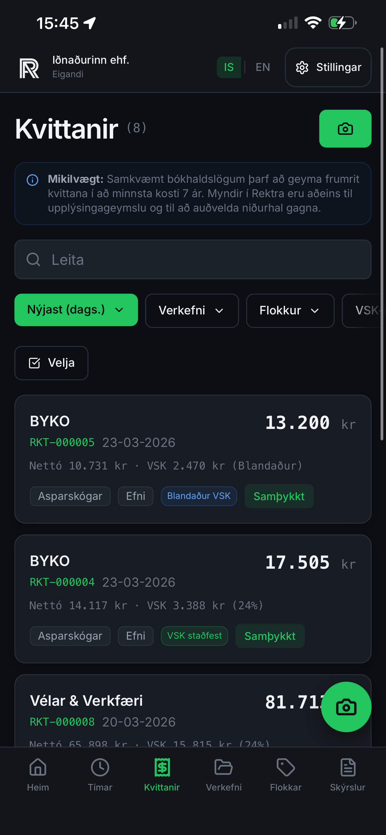 Taktu mynd og gleymdu kvittuninni