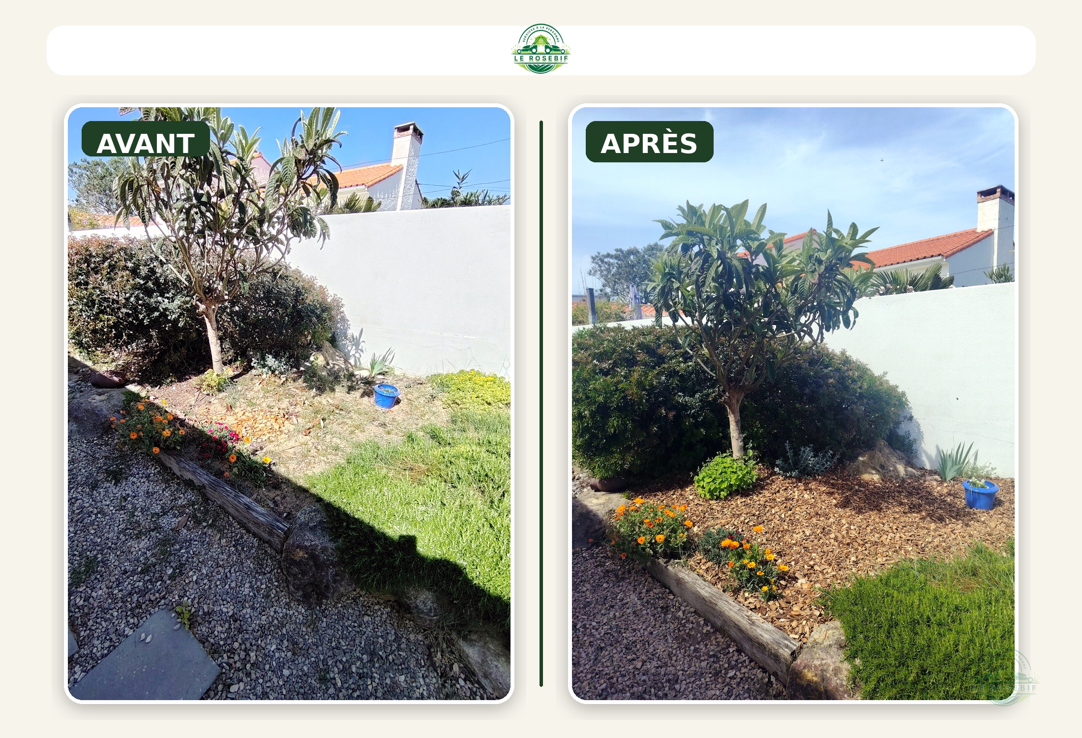 Avant/Après - Entretien jardin + bordures à Brétignolles-sur-Mer