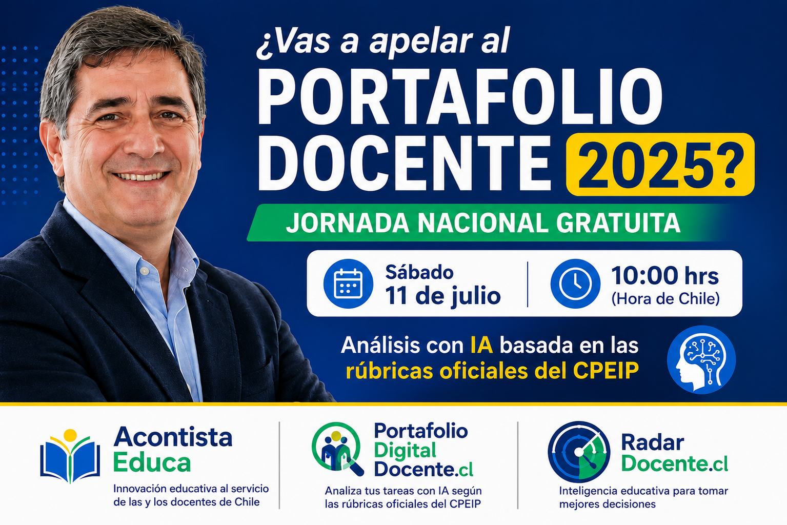 1ra Jornada Nacional Gratuita de Apelación al Portafolio Docente · 11 de julio 2026