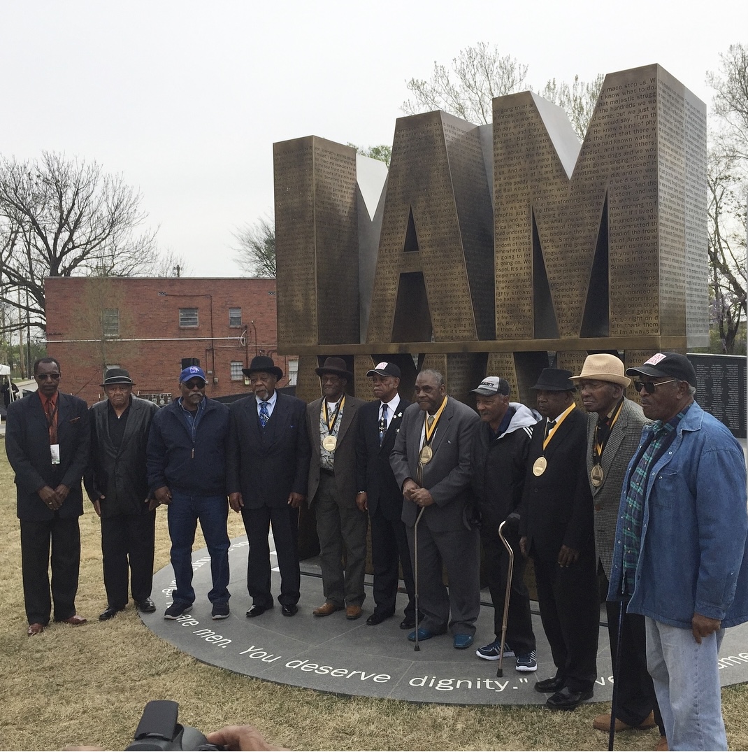 The last surviving 1968 Memphis Sanitation Strikers at the I AM A MAN monument