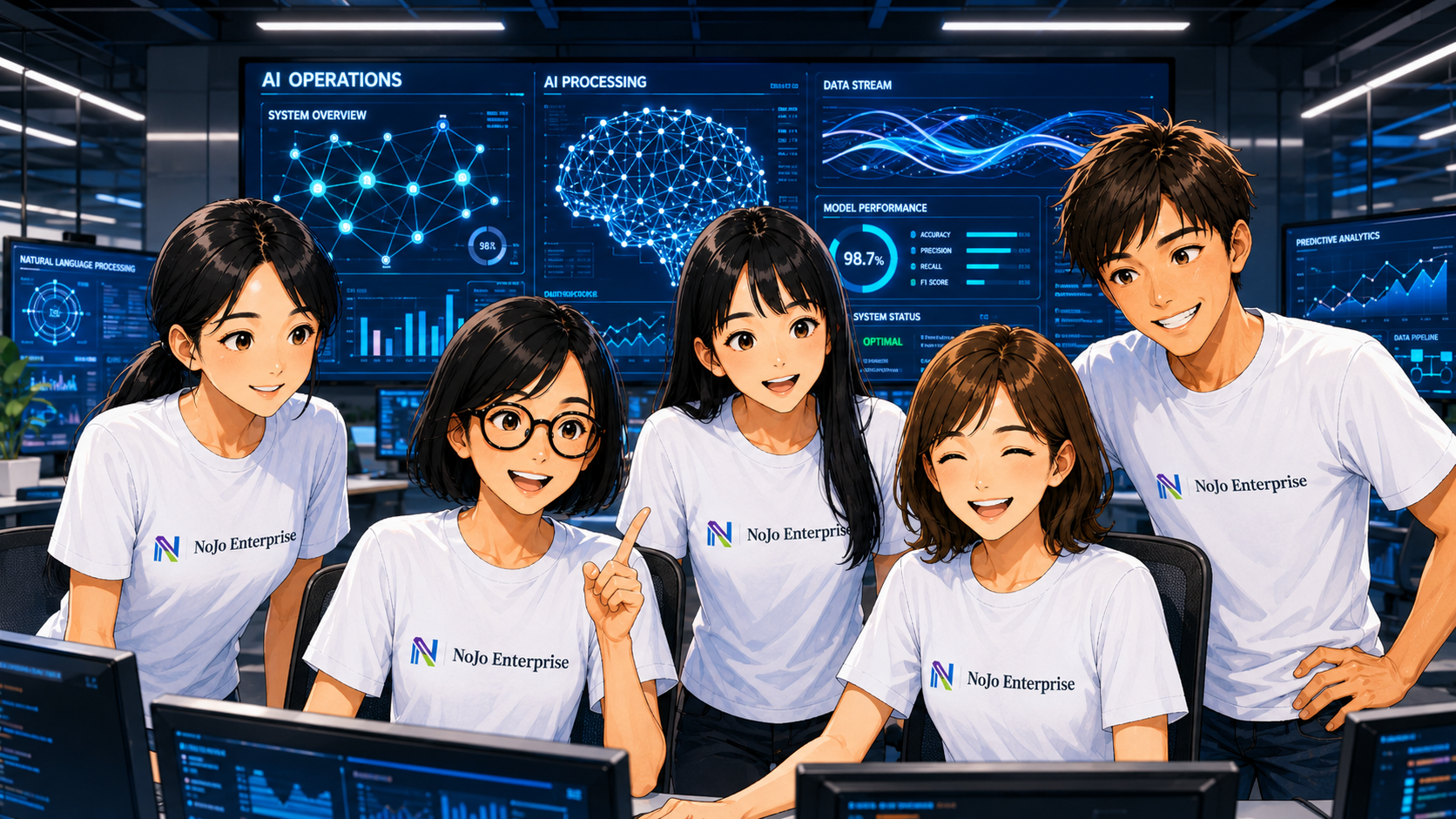 AI オペレーション・ダッシュボード · モデル性能 98.7%