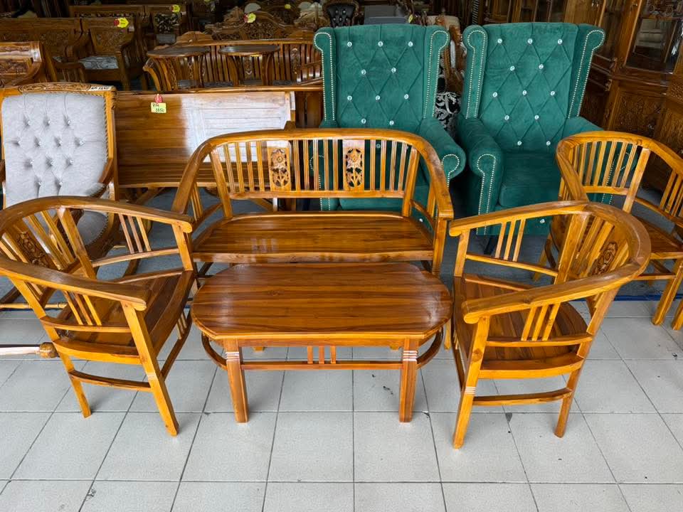 SET SOFA JATI BETAWI LENONG 2+1+1+1 - TANPA KUSYEN + MEJA