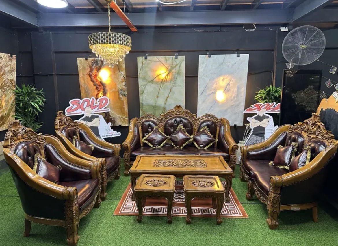 SOFA GANESA POLOS JATI FULL SET - SEMI TPK PERHUTANI FINISHING KILAT GRED A