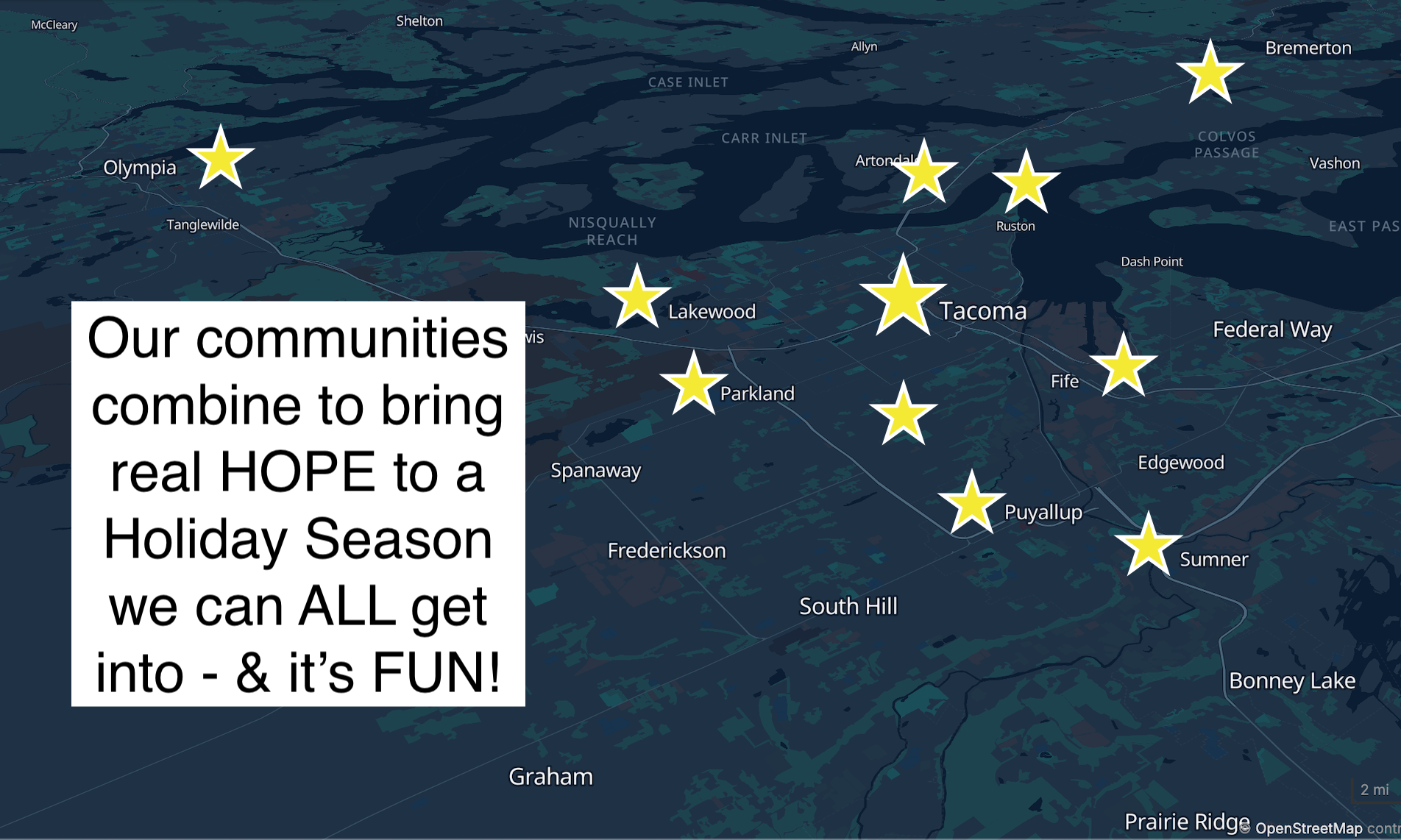 2026 Holiday HOPE Hop map — Our communities combine to bring real HOPE to a Holiday Season we can ALL get into - & it's FUN!
