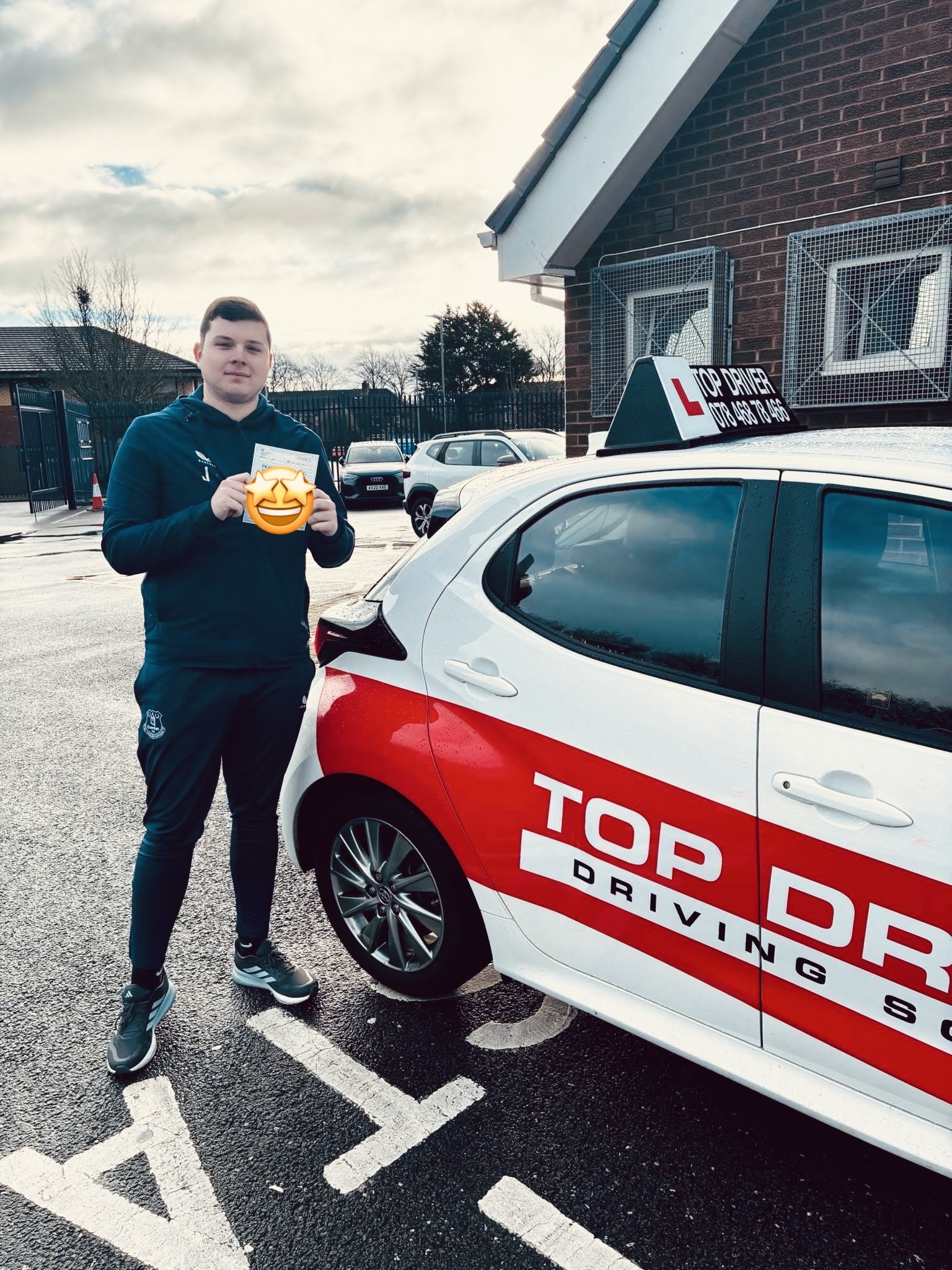Successful student with Top Driver car