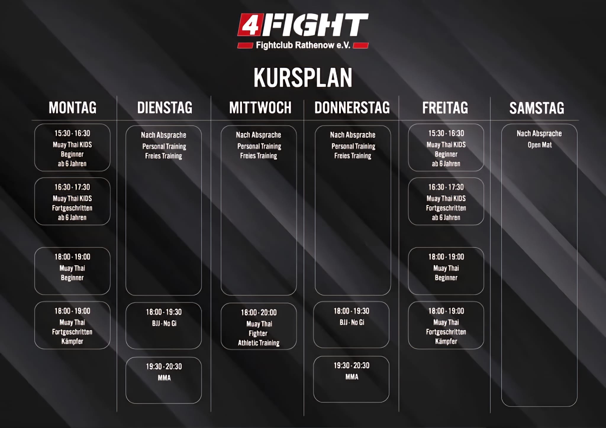 Kursplan Fightclub Rathenow