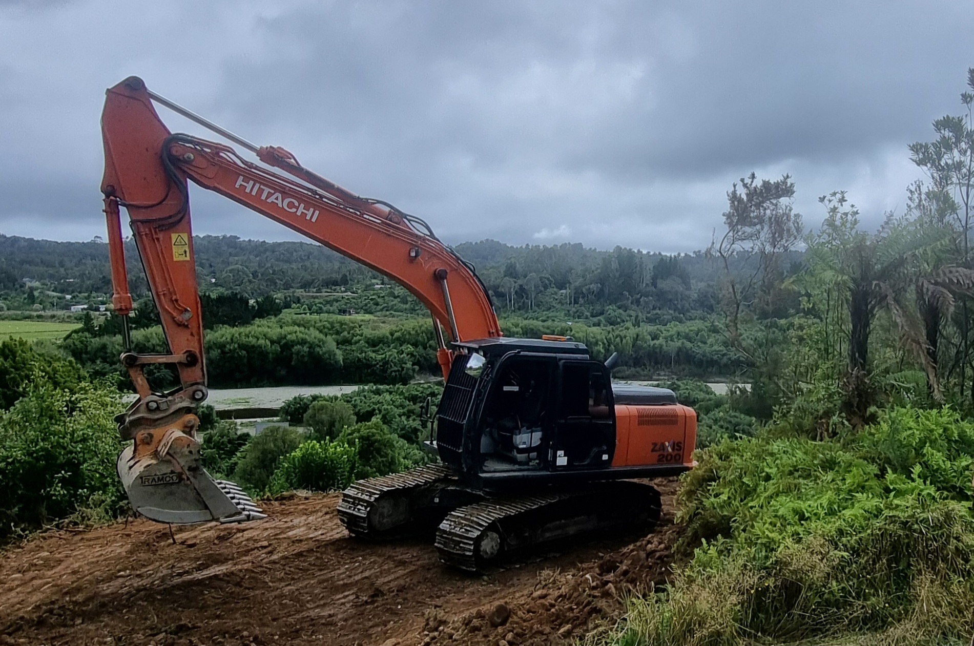 Hitachi excavator on West Coast site