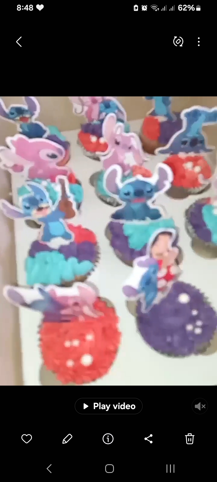 Lilo & Stitch themed cupcakes with tropical flowers