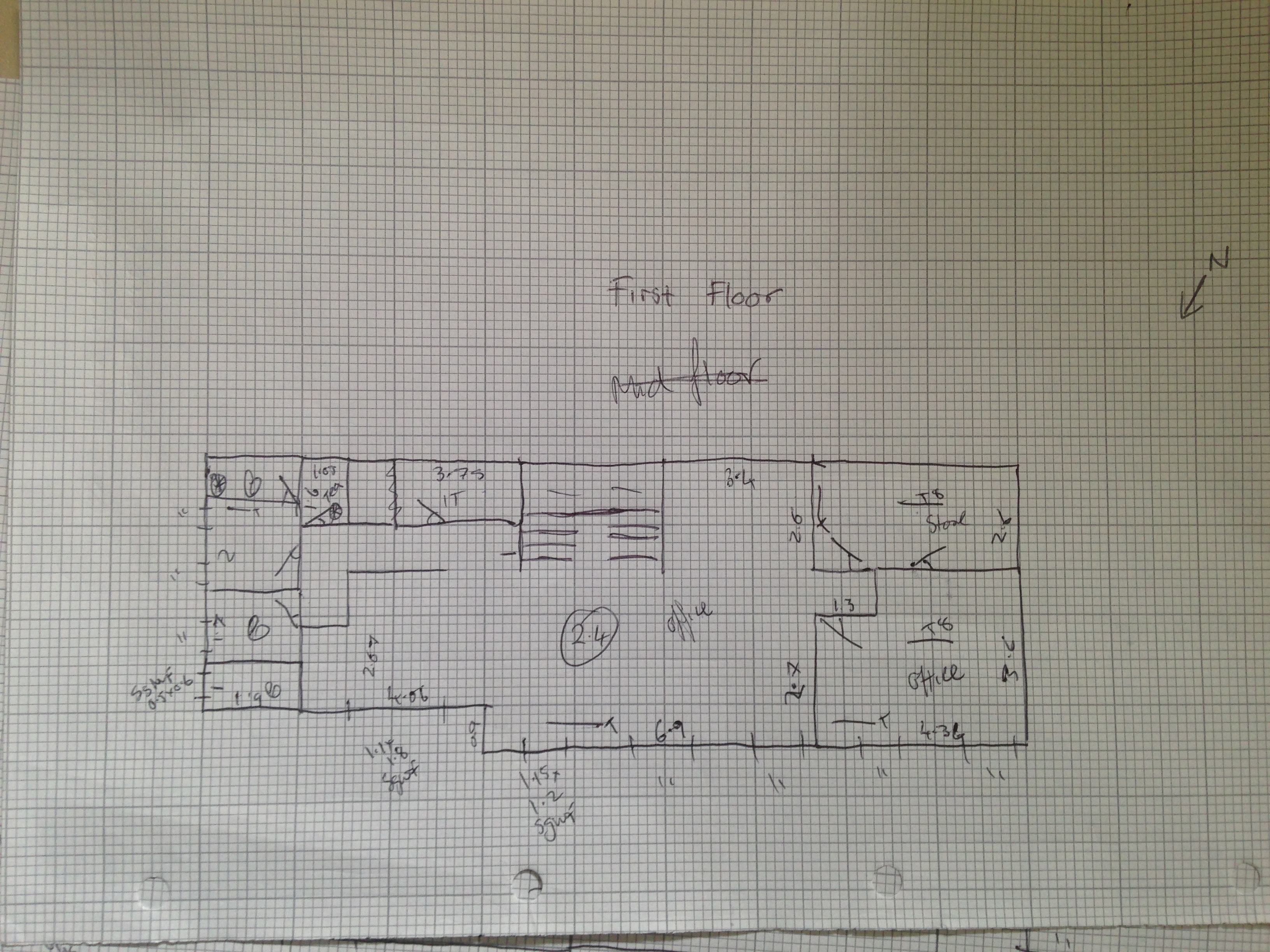 Hand-drawn floor plan sketch - Example 3b