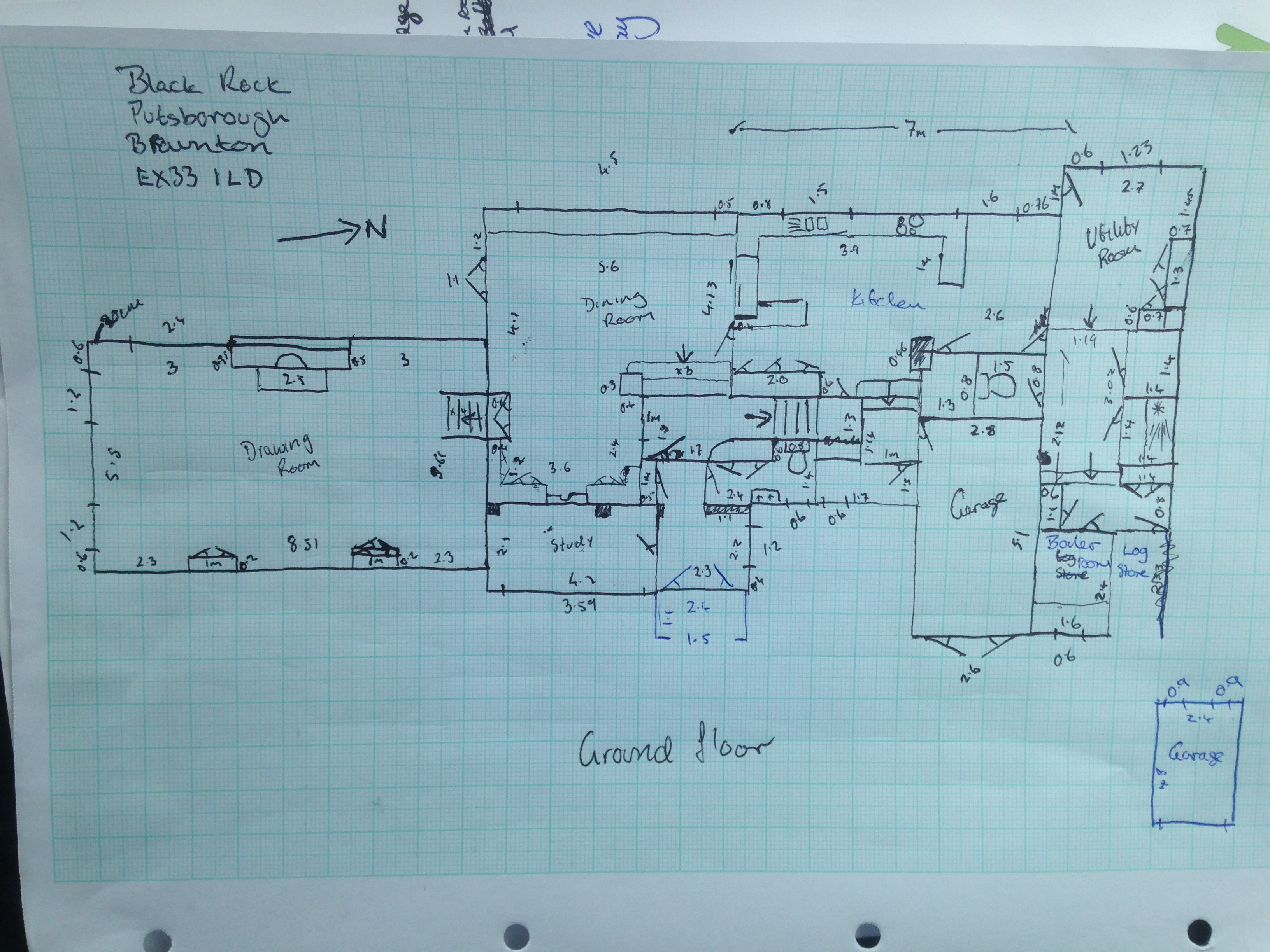 Hand-drawn floor plan sketch - Example 2a