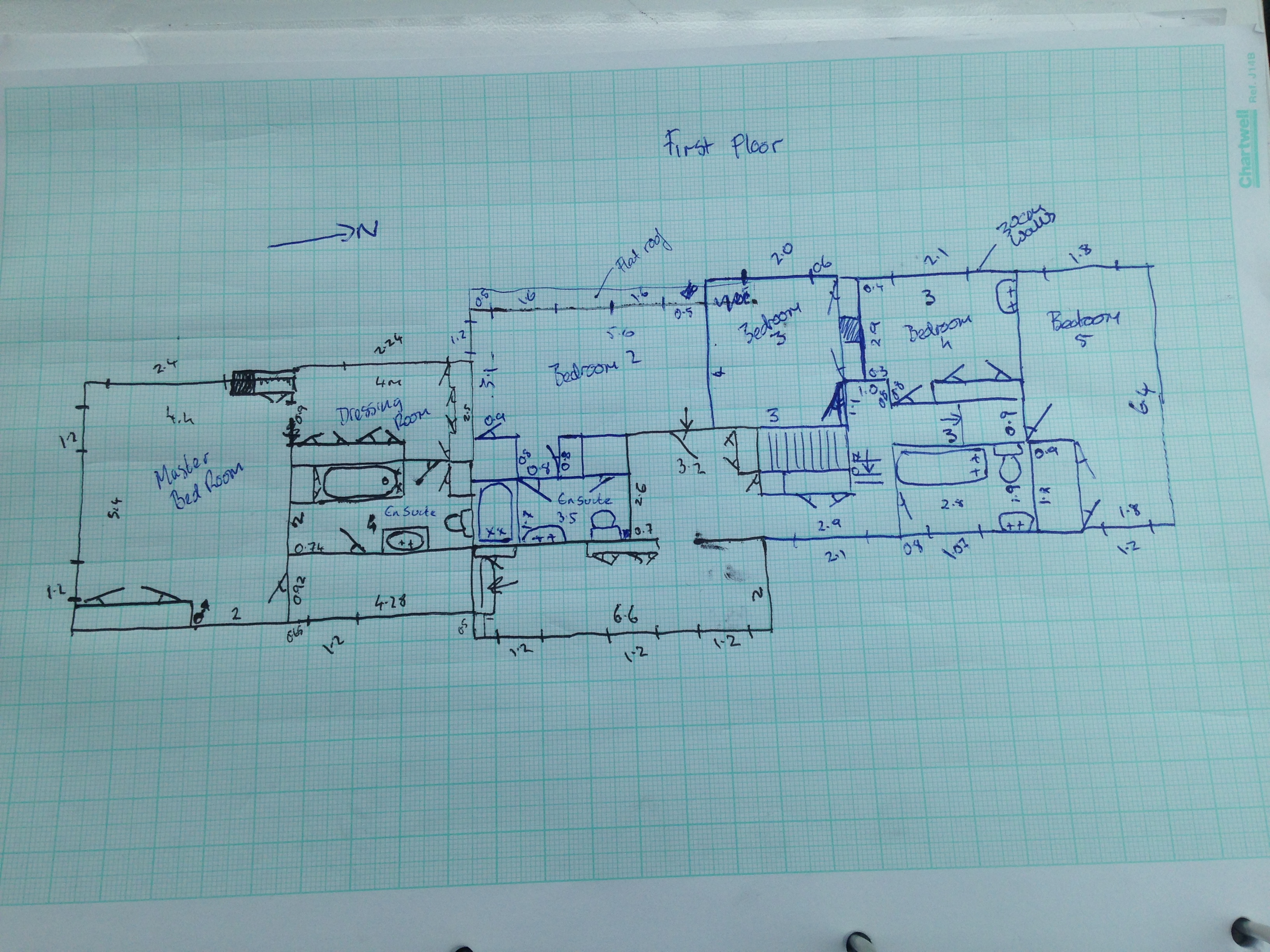 Hand-drawn floor plan sketch - Example 2b