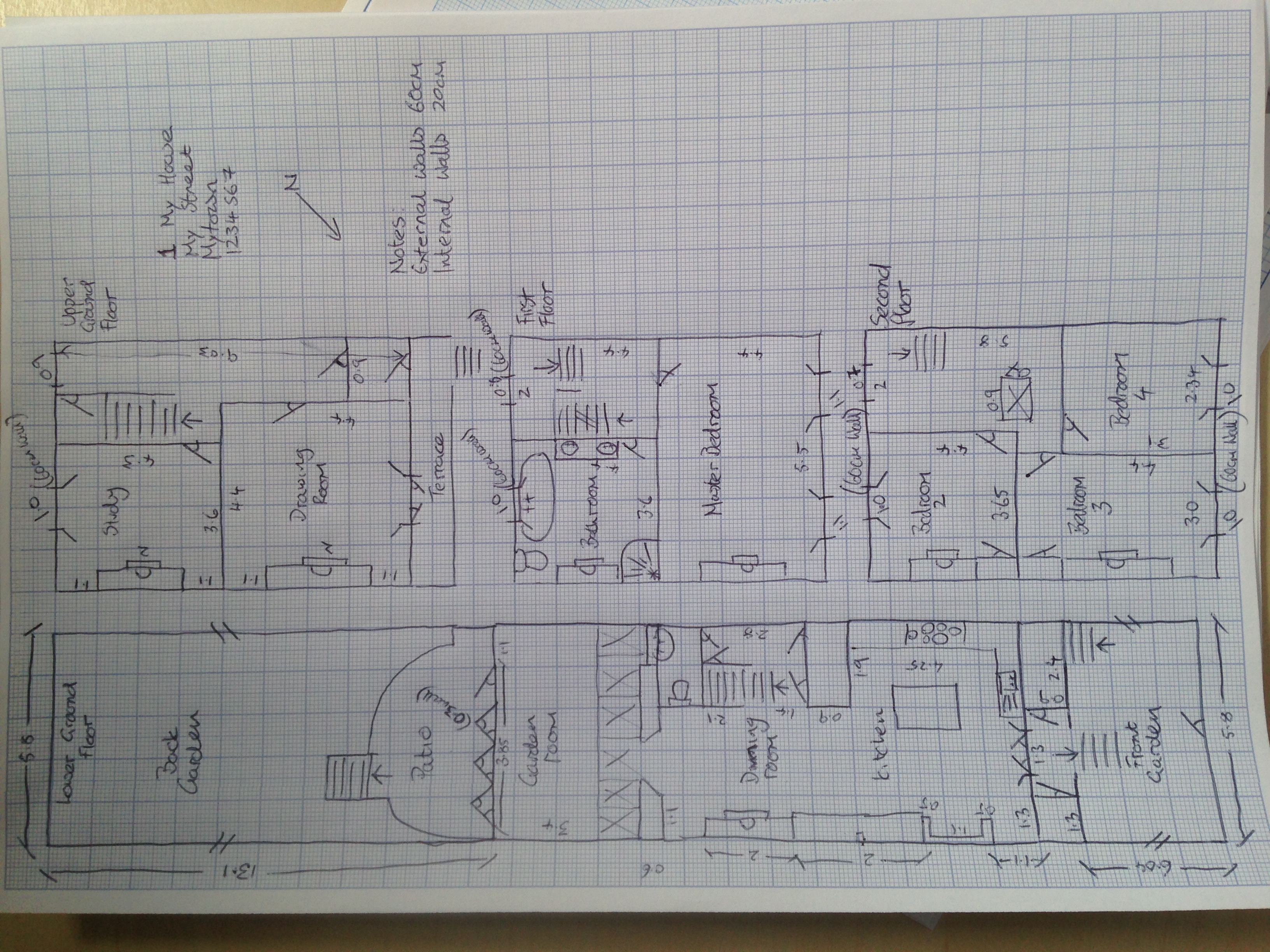 Hand-drawn floor plan sketch - Example 4