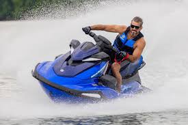 Blue Yamaha WaveRunner rider