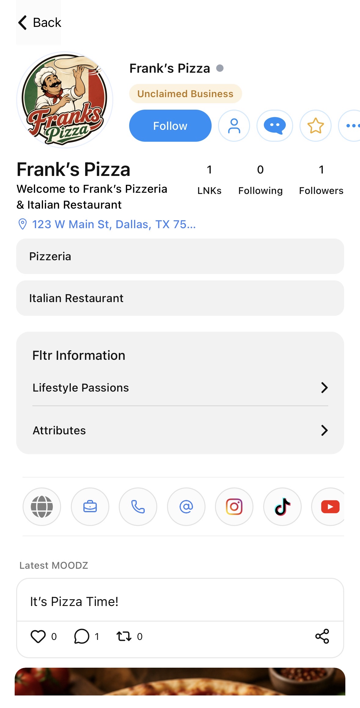 FltrScreen Mini Profile