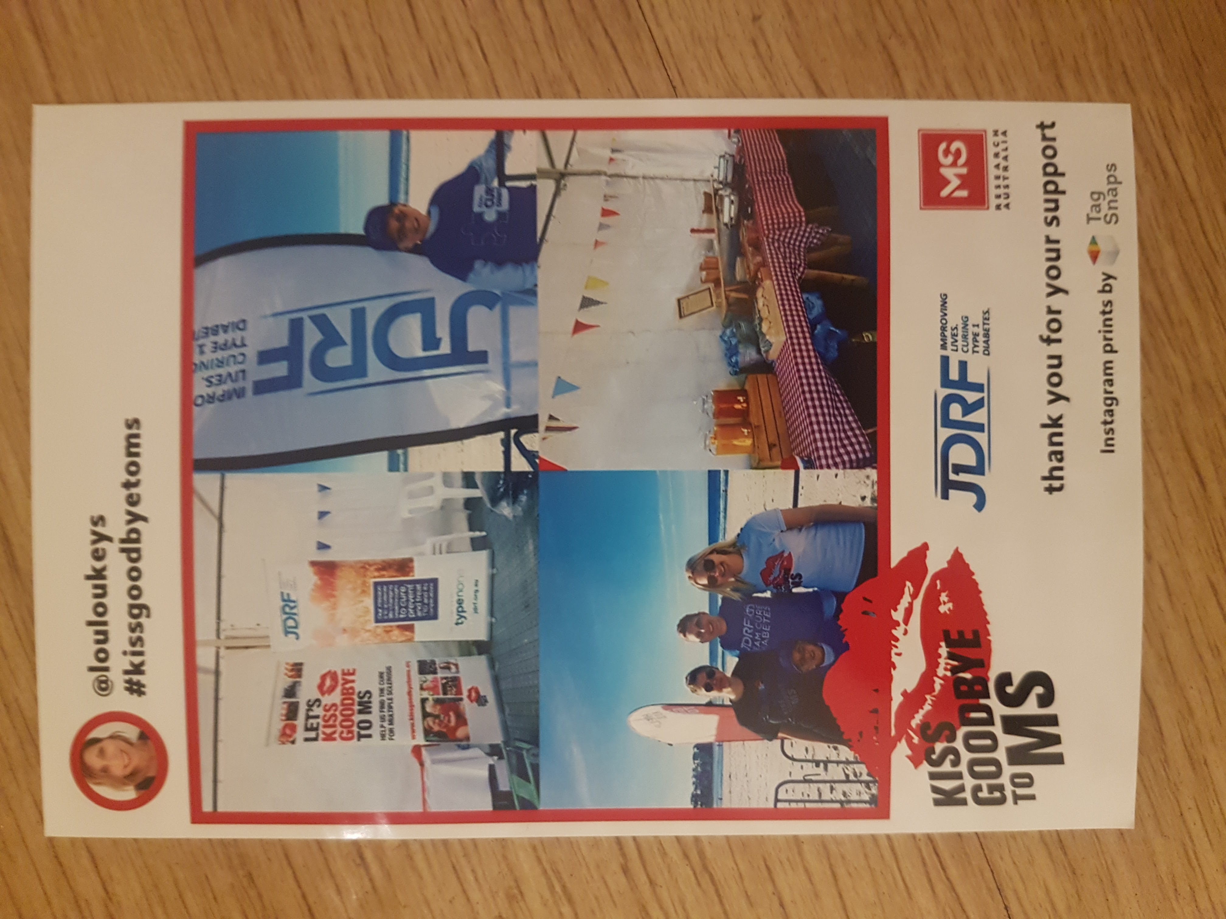 Kiss Goodbye to MS x JDRF thank-you polaroid grid