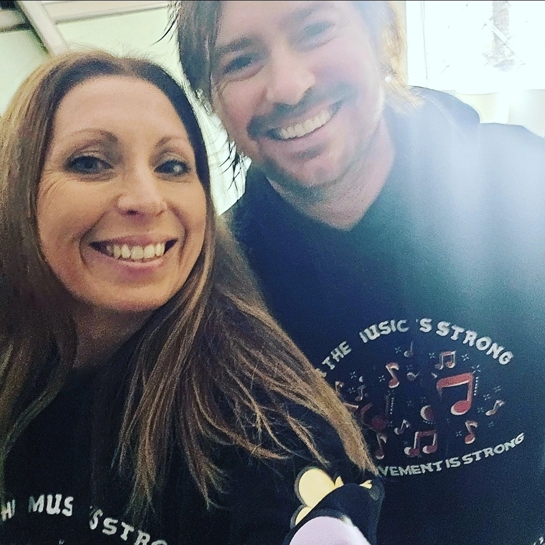 Louise and Reuben in The Music's Strong / Australians for Mental Health hoodies