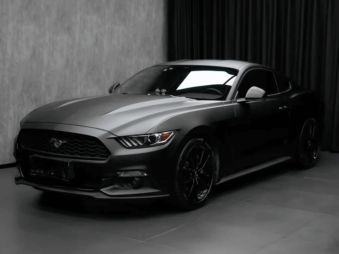 Car Wrapping - Matte Black Ford Mustang