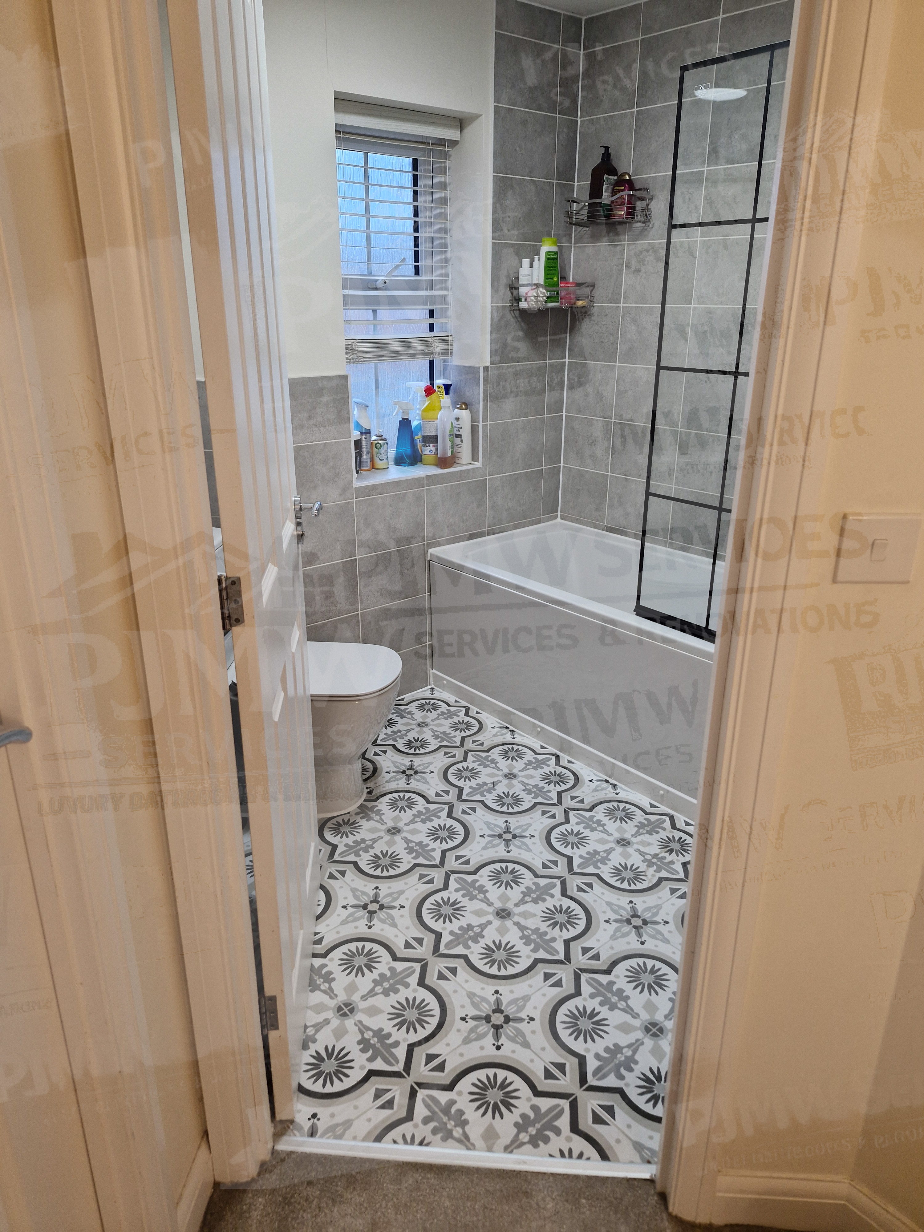 Bathroom Mosaic Floor Tiling and Shower