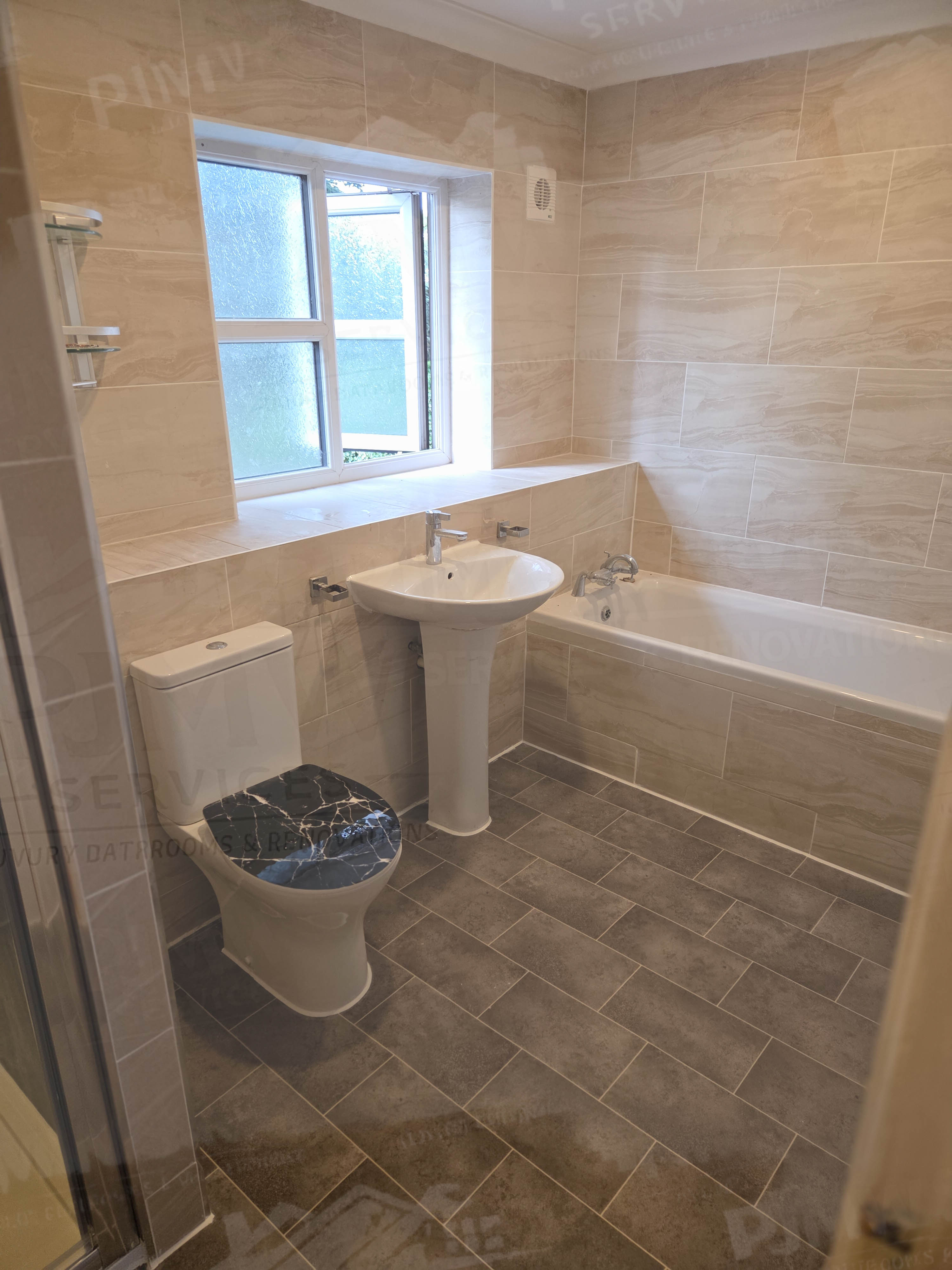 Bathroom Redo, Extending Shower, Tiling and Vinyl Flooring
