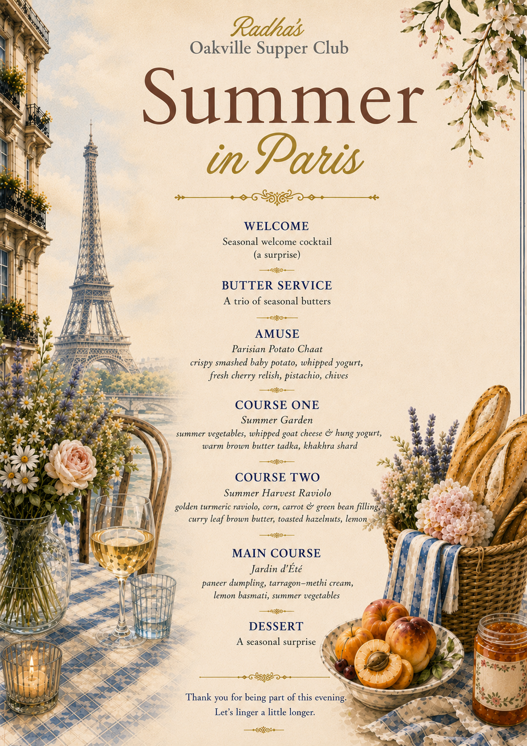 Summer in Paris tasting menu