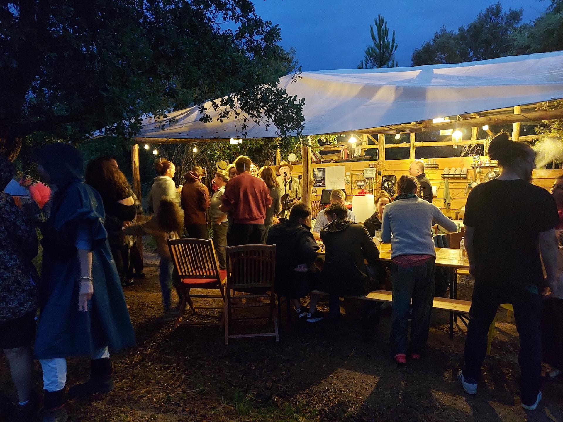 An evening gathering with music