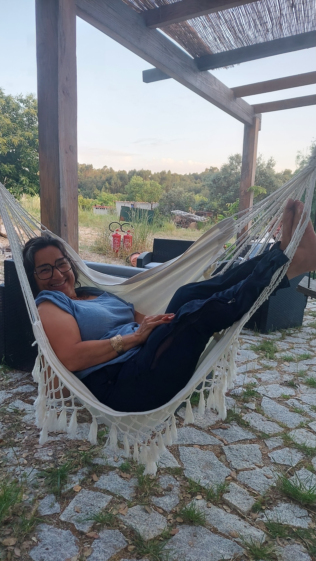 Resting in the pergola hammock