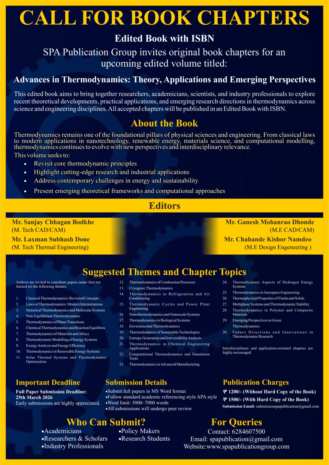 Advances in Thermodynamics - Call for Papers