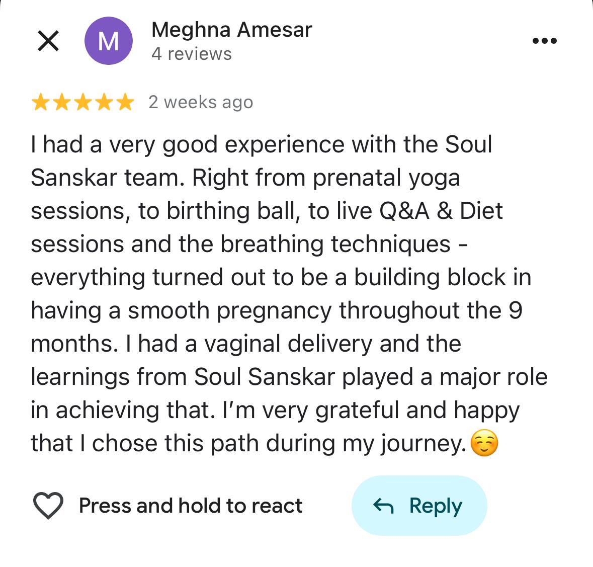 Google review by Meghna Amesar - 5 stars