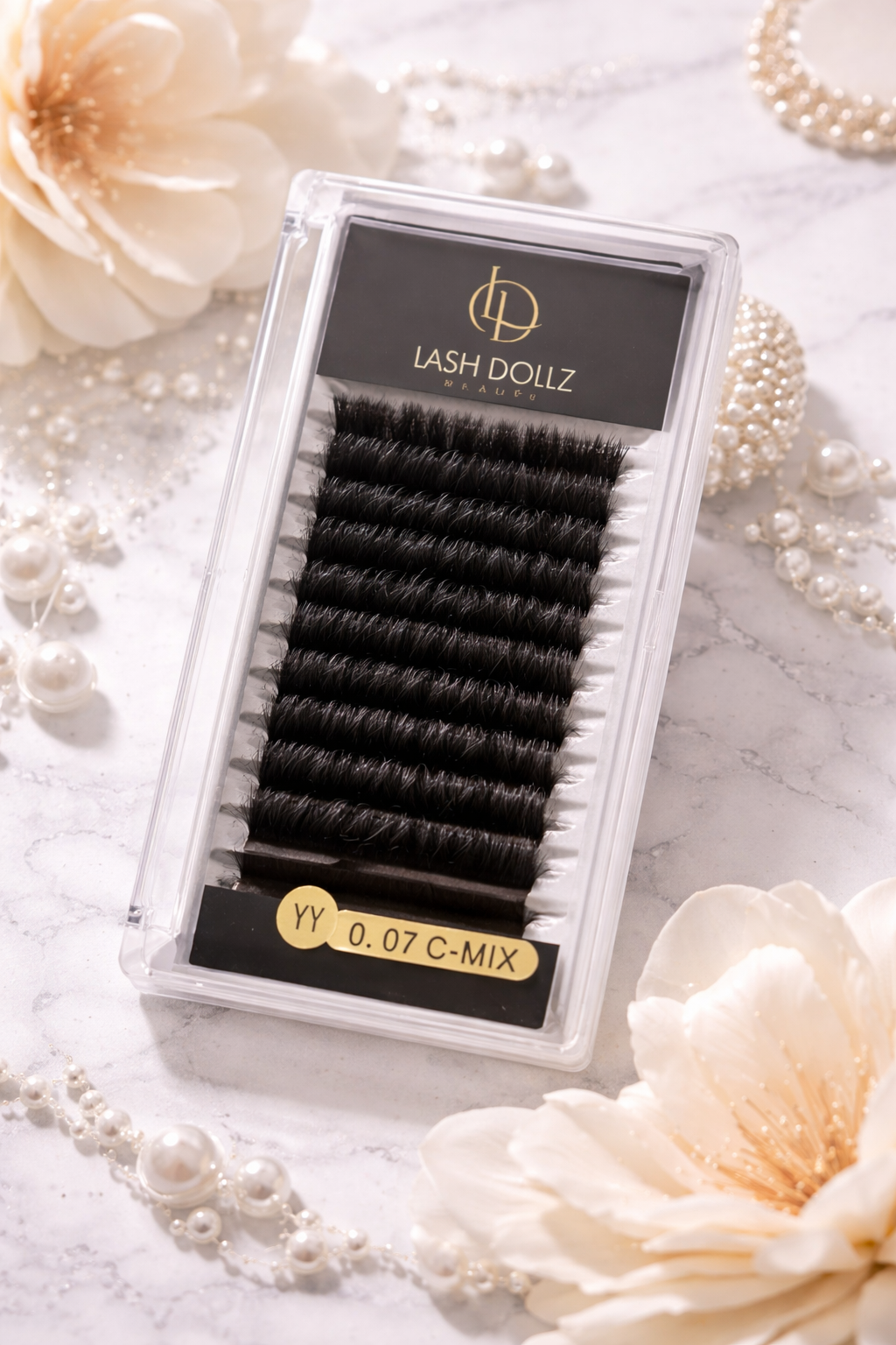 Lash Dollz Beauty – YY Lashes (C, D, M, L) (Mixed Trays 8-14) Black or Brown