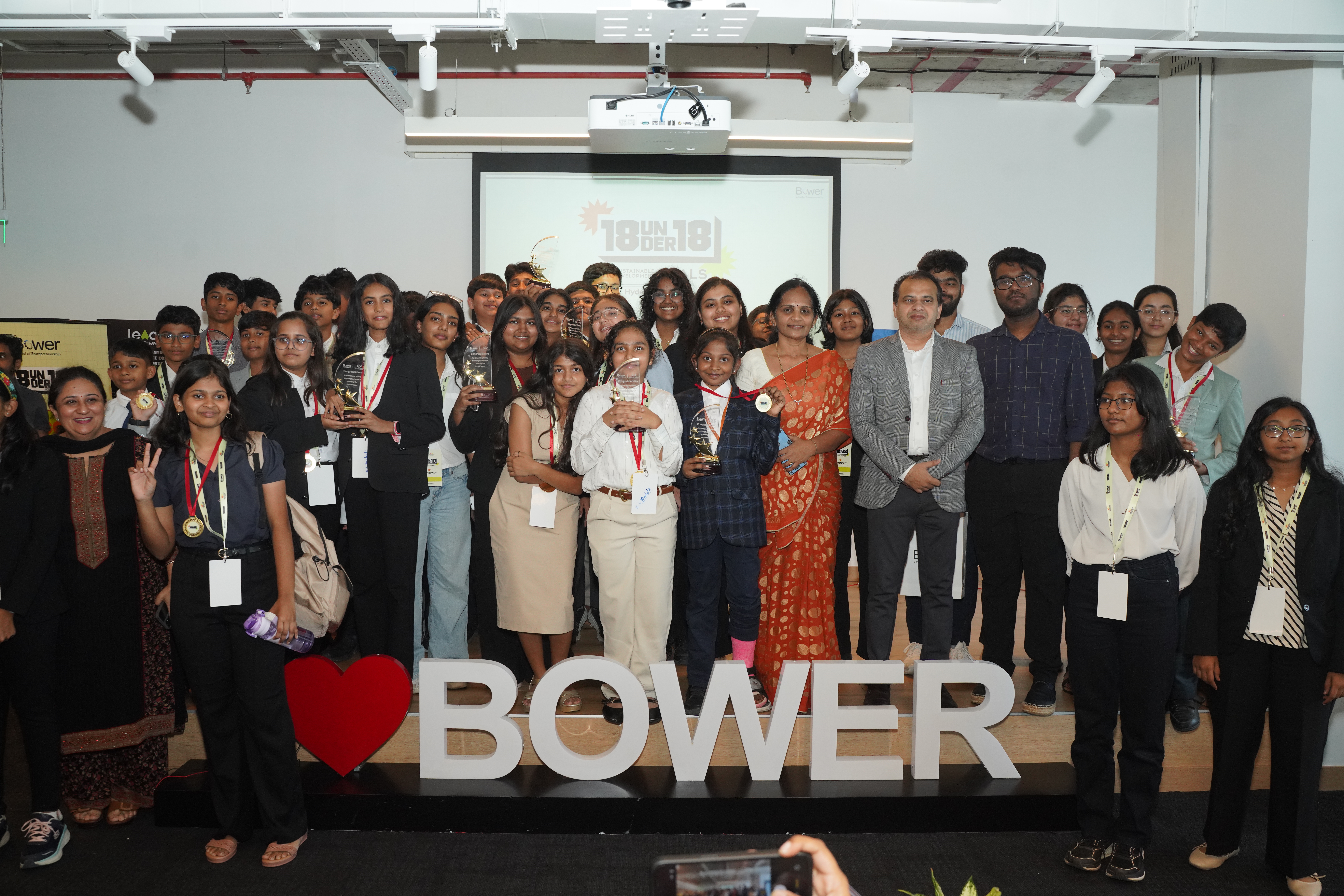 Bower School students receiving awards