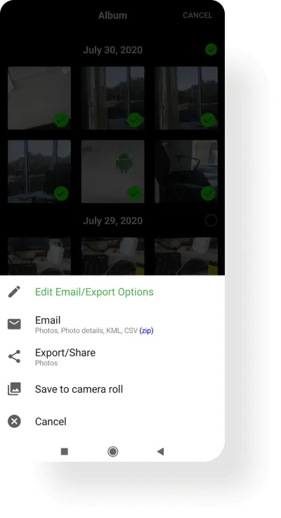 Solocator Export Options