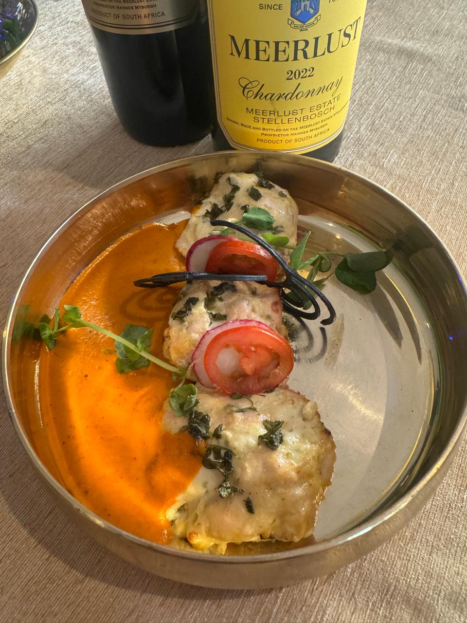 Malai chicken with Meerlust Chardonnay