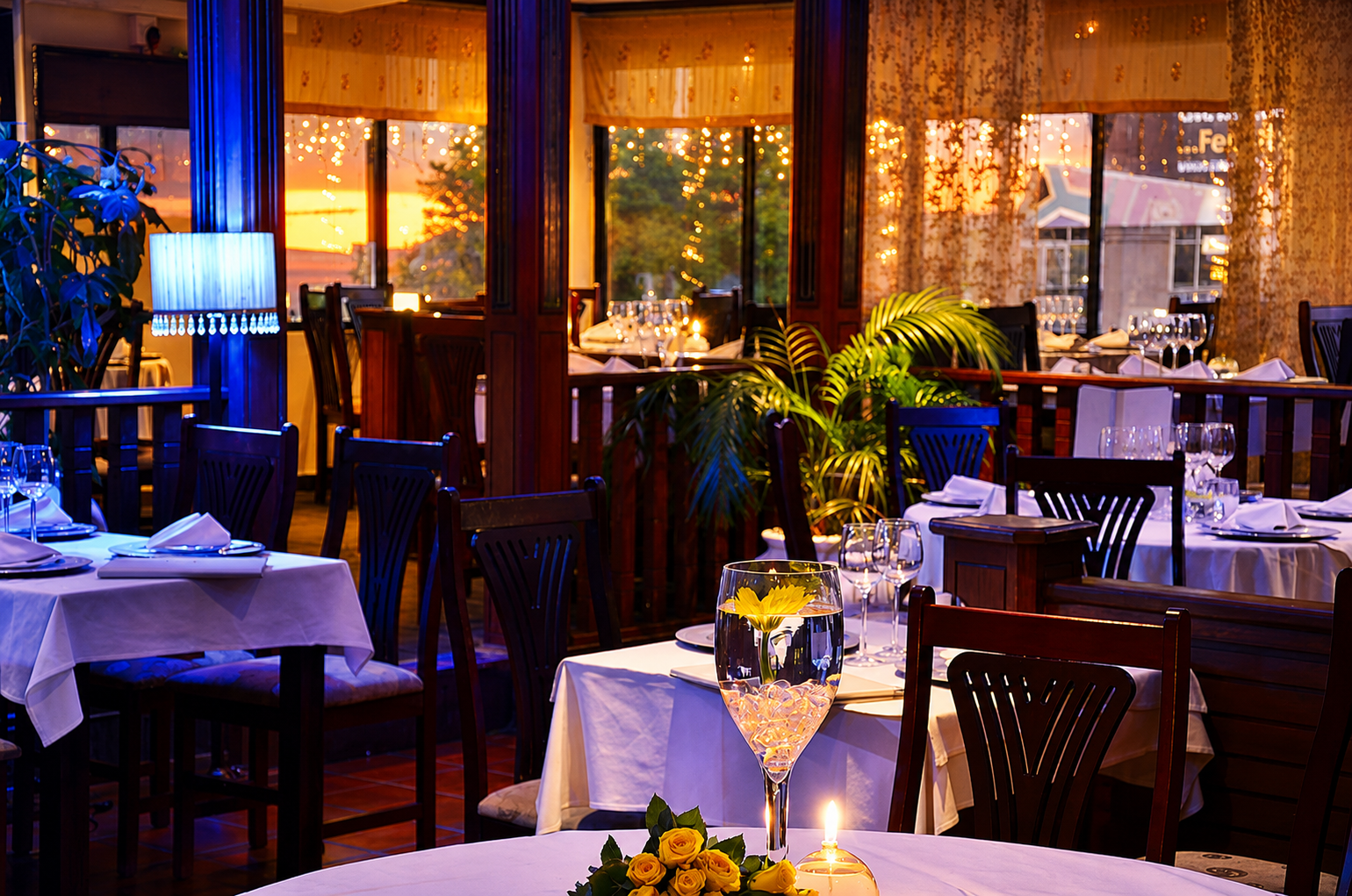 Geet fine dining interior at sunset