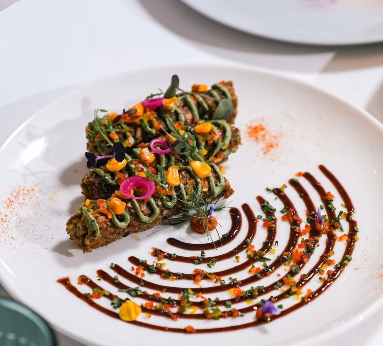 Vegetable terrine with sauce art