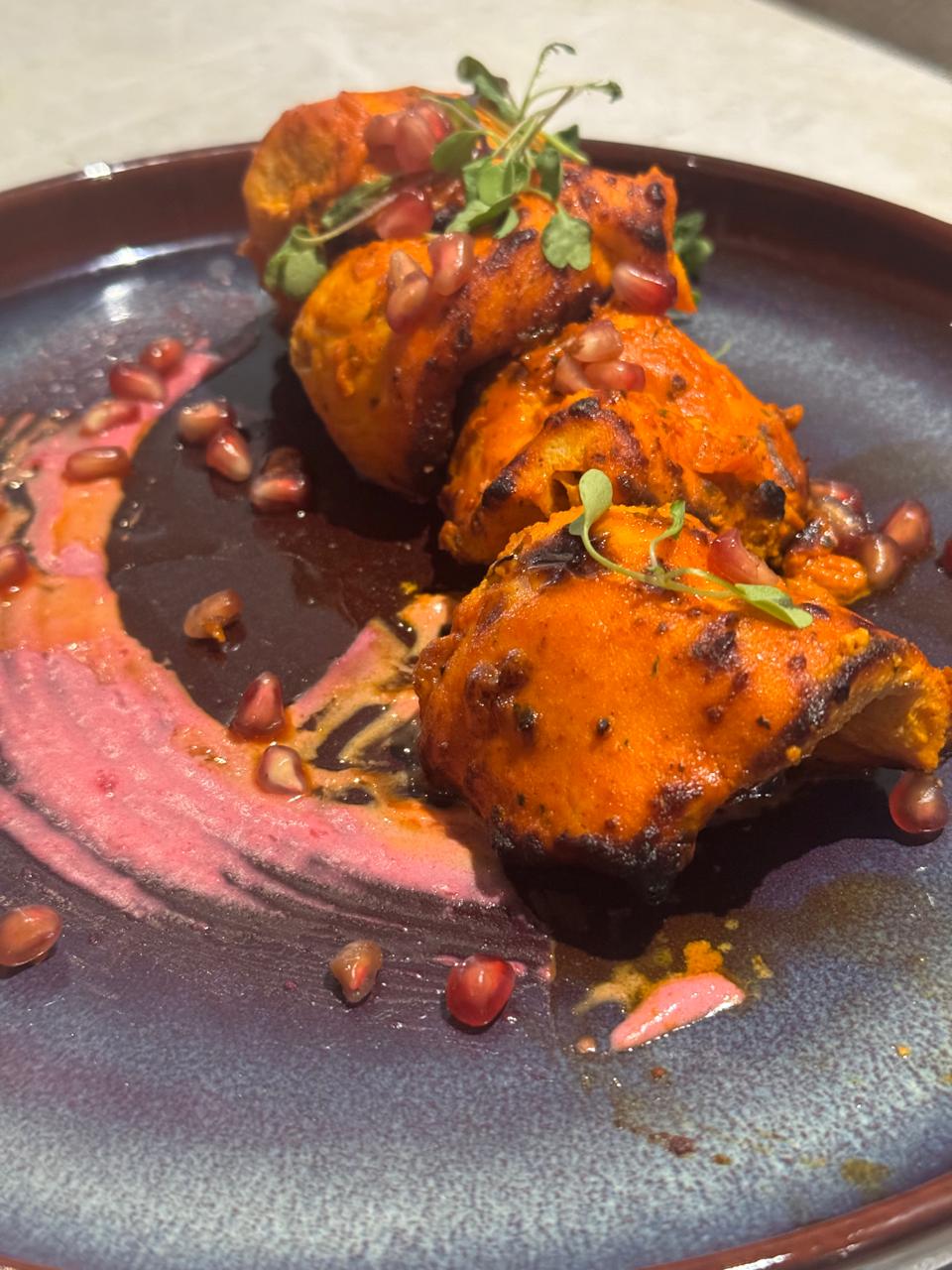 Tandoori chicken tikka with pomegranate jewels