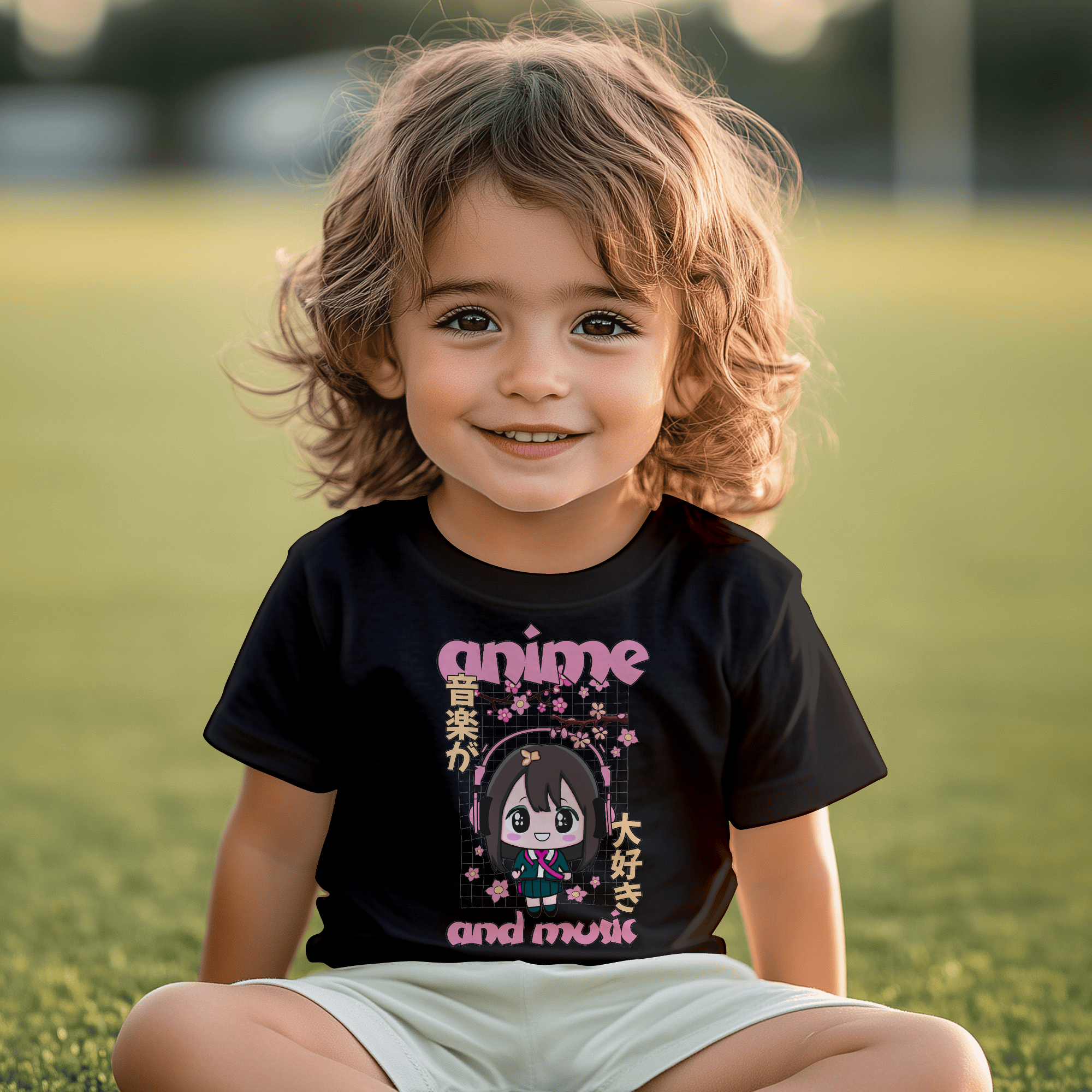 Anime & Music Kids Tee — Black