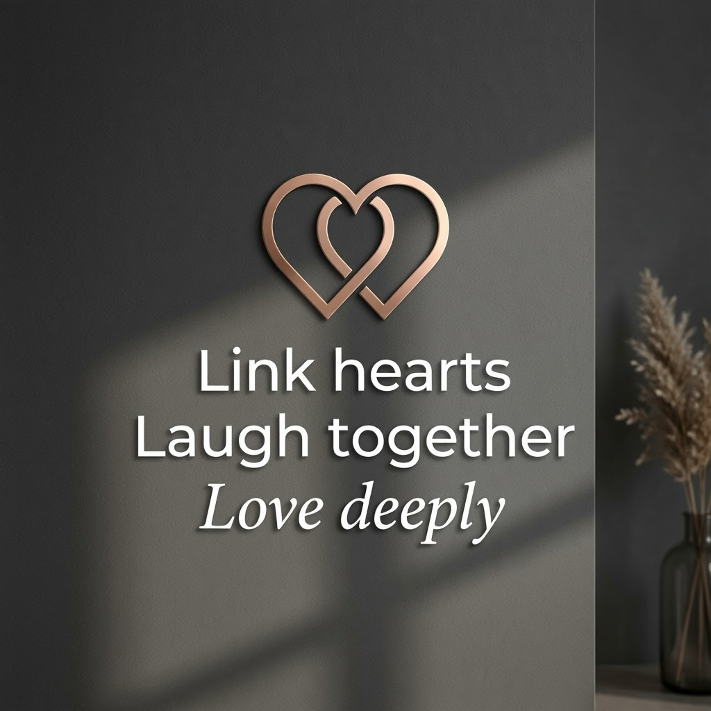 Link hearts, Laugh together, Love deeply — Link, Laugh & Love brand artwork