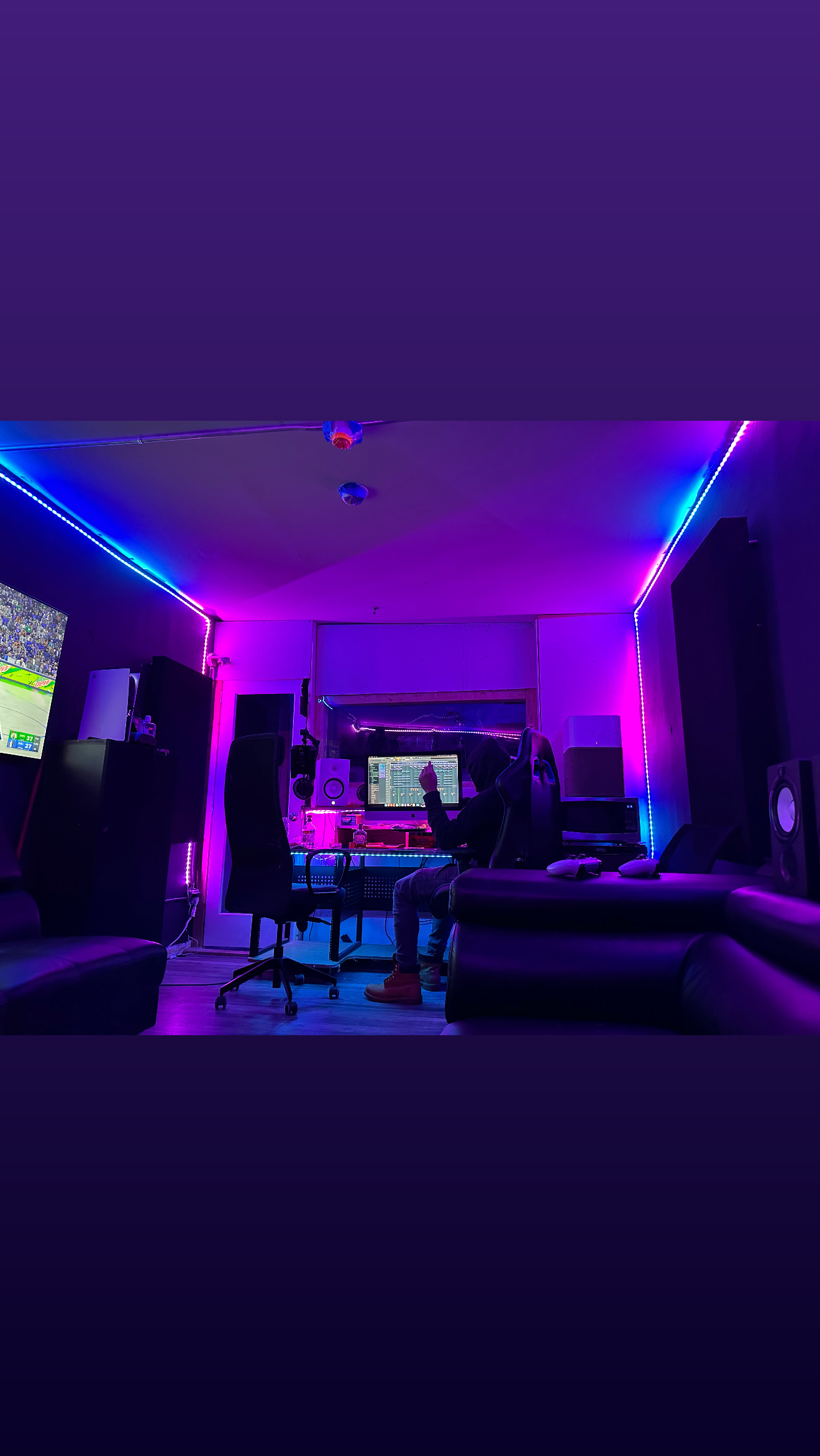 Studio main production room with LED lighting