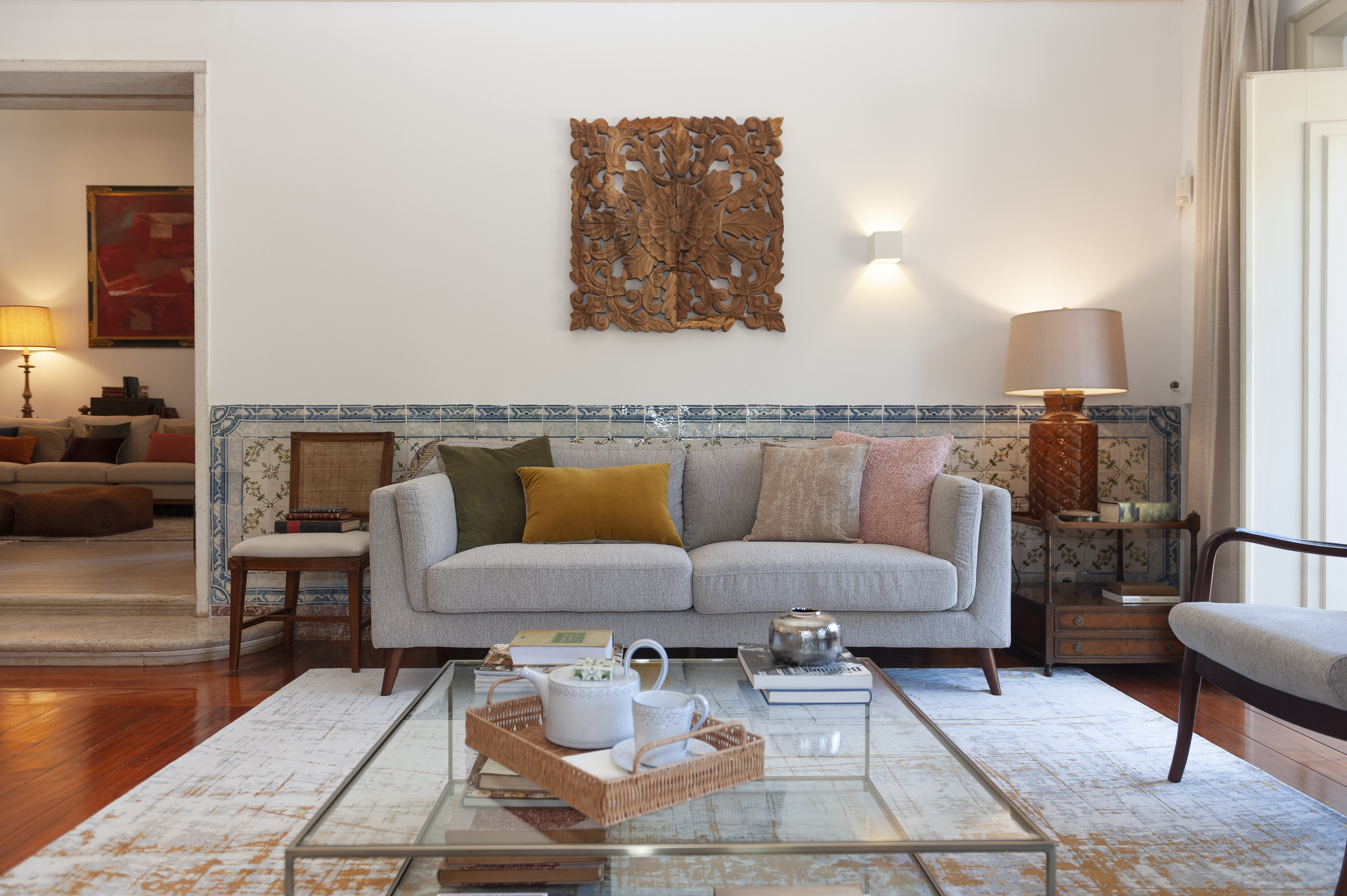 Manor house sitting area with Portuguese tiles