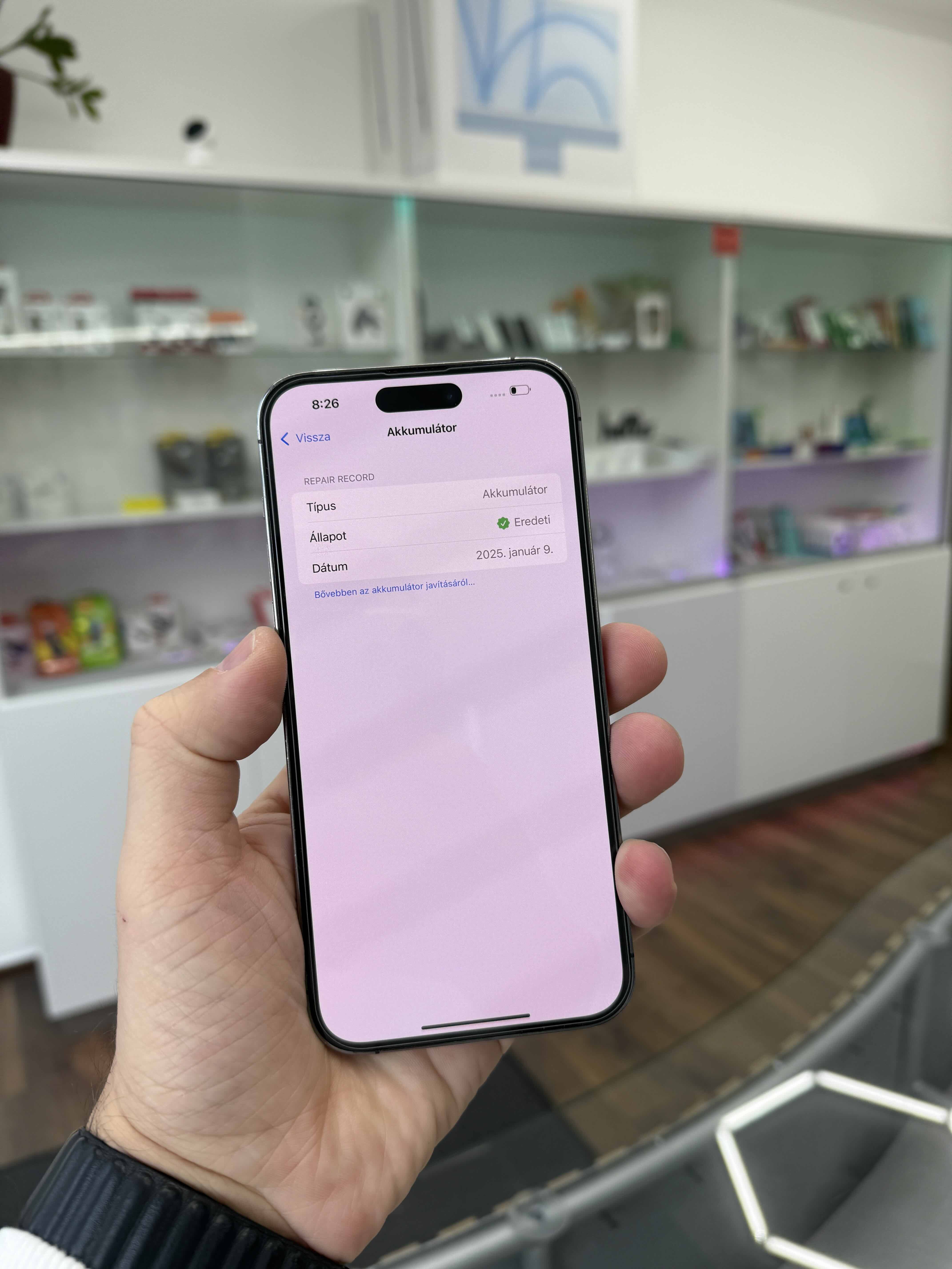Eredeti Apple alkatrész igazolás iPhone akkumulátorcseréhez
