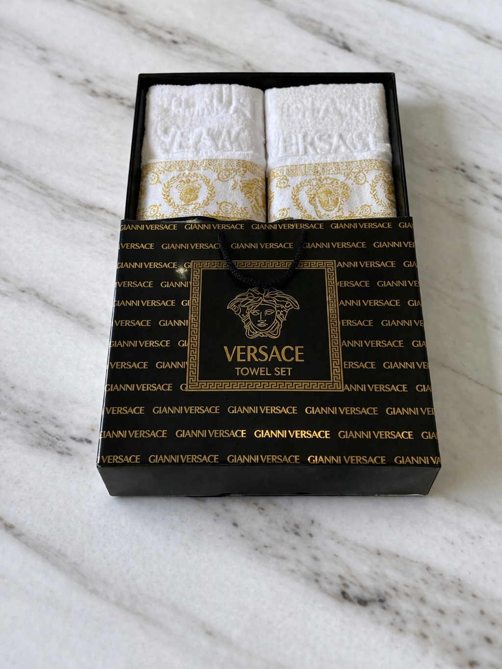 Set Toallas Versace Blanco Dorado