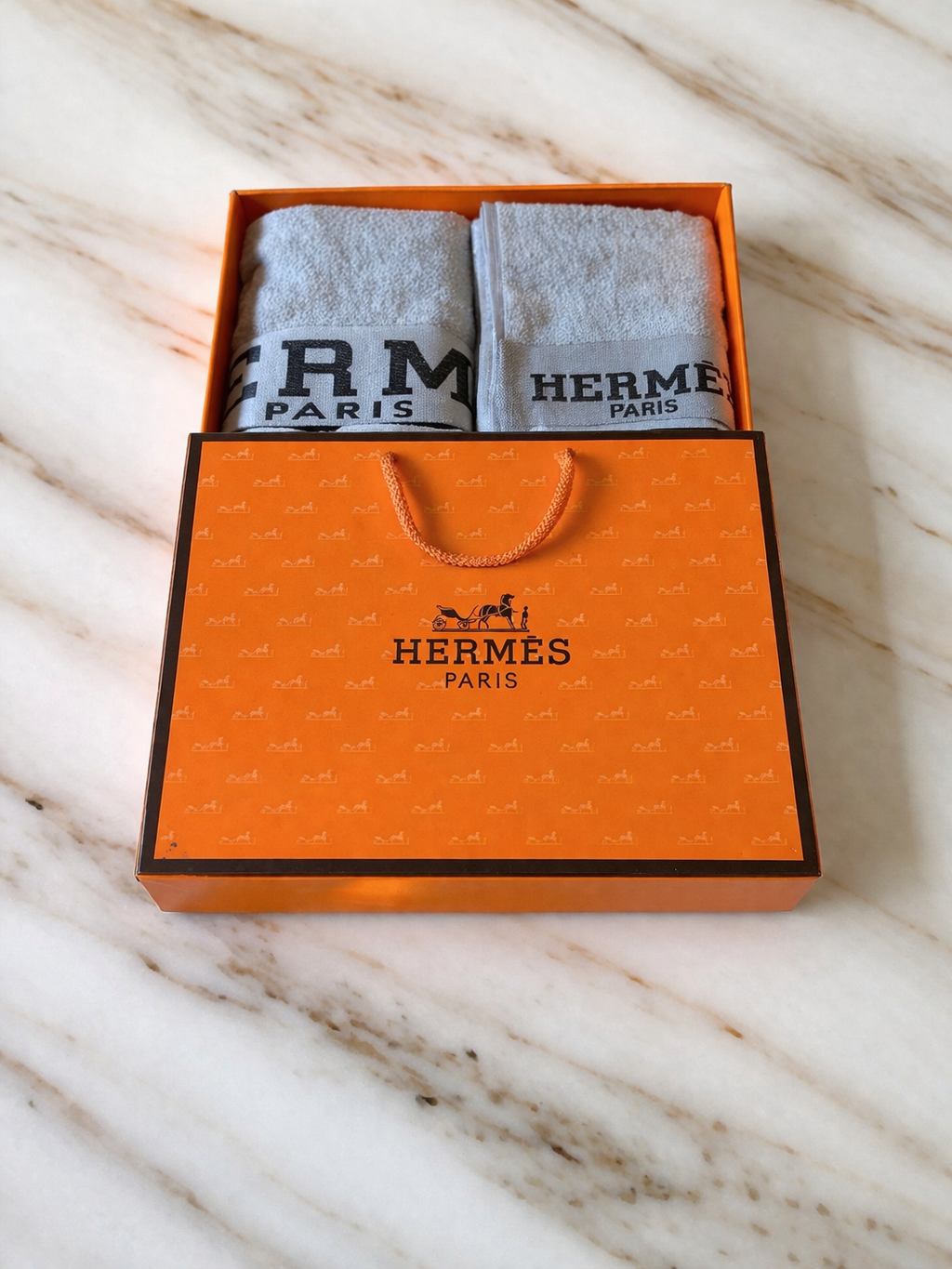 Set Toallas Hermès Paris Gris